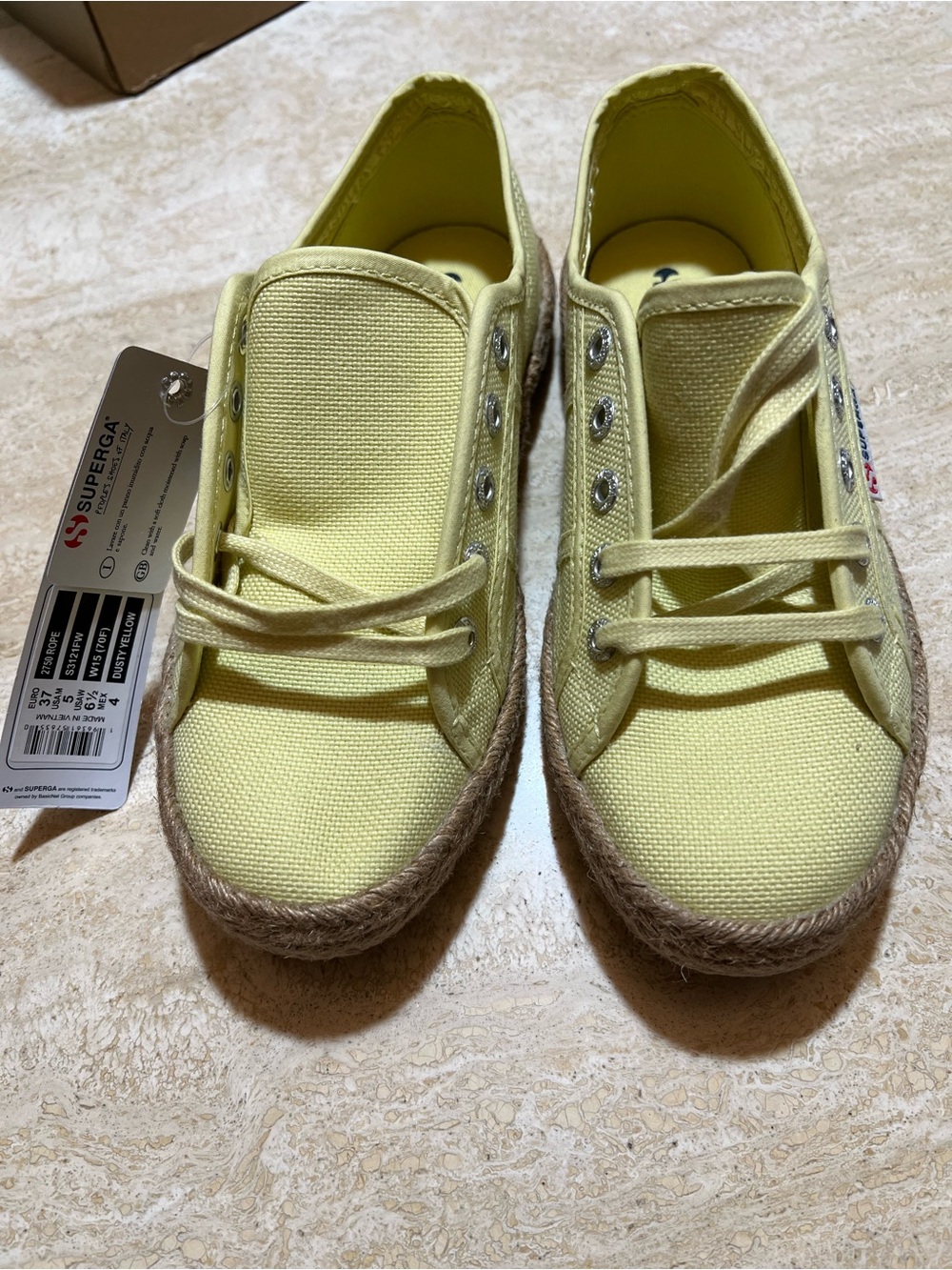 Superga Yellow Canvas Espadrille-Style Flats